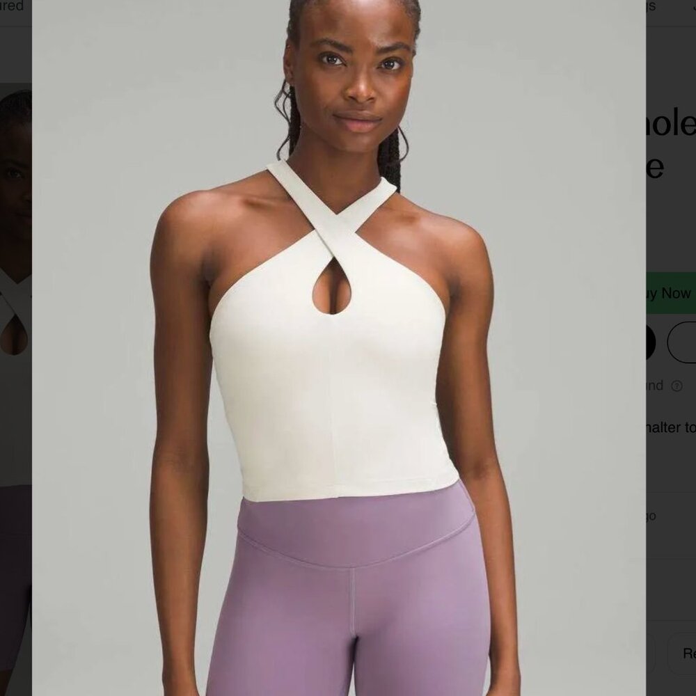 Lululemon Align Keyhole Halter Tank Top Size 6 Bone White